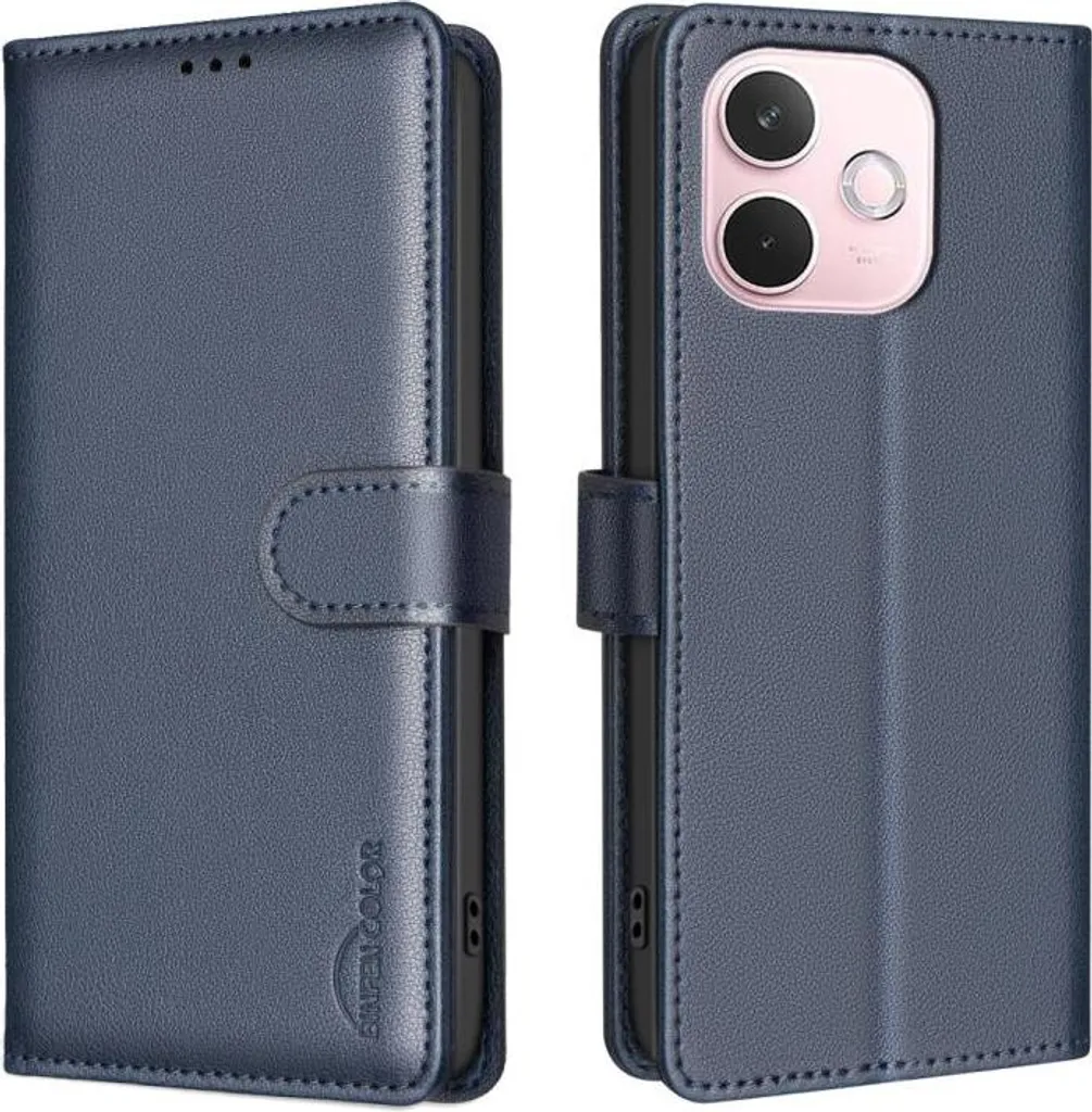 Custodia in pelle RFID per Oppo A5 Pro 5G blu navy