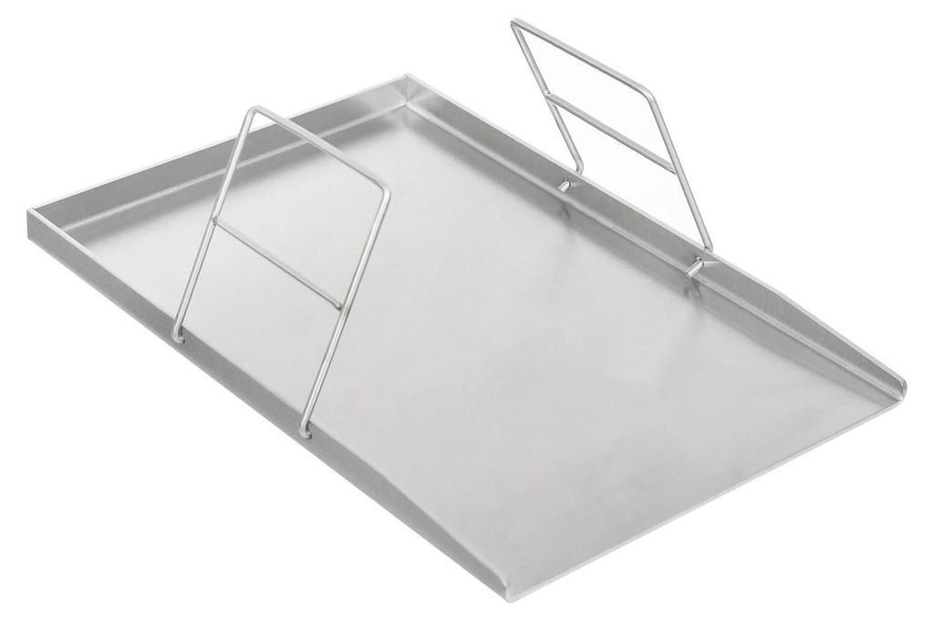 Grillplatte aus Edelstahl - Universal BBQ Grillschale - 45×30 cm - 4 mm stark - Für Kohle- und Gasgrill - Camping Outdoor - Silber