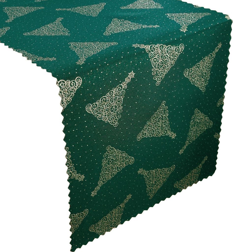 Zweiseitige Fleckenresistente Tischtuchläufer Weihnachten 2587 Gold Grün 40x40 cm