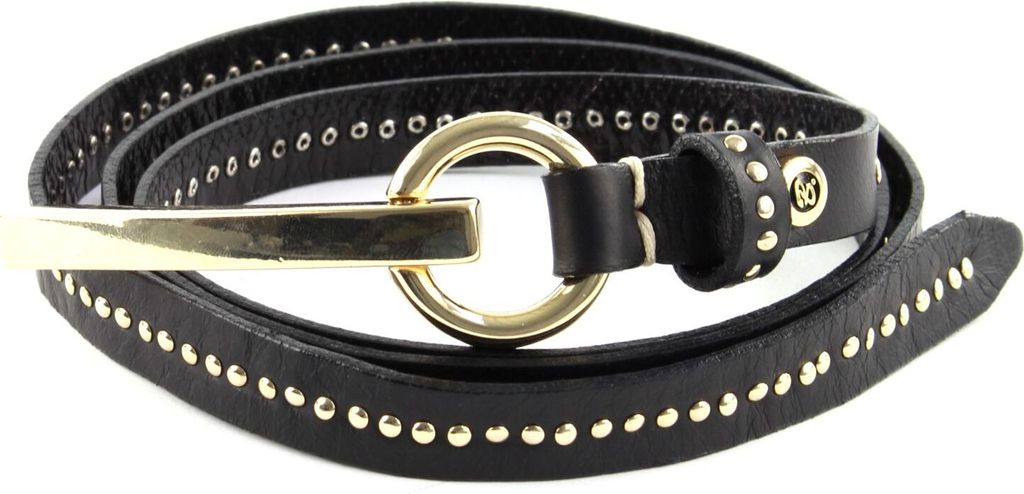 B.Belt Damen Gürtel - Leder-Nietgürtel Cher, Echtleder, Handarbeit Schwarz 80 cm