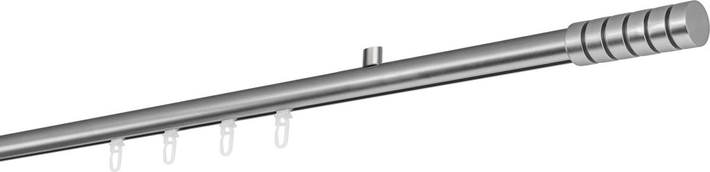 Gardinenstange Maß Innenlauf 20mm Rille 1-lauf Decke Farbe: Edelstahl-Optik, Größe: 210cm