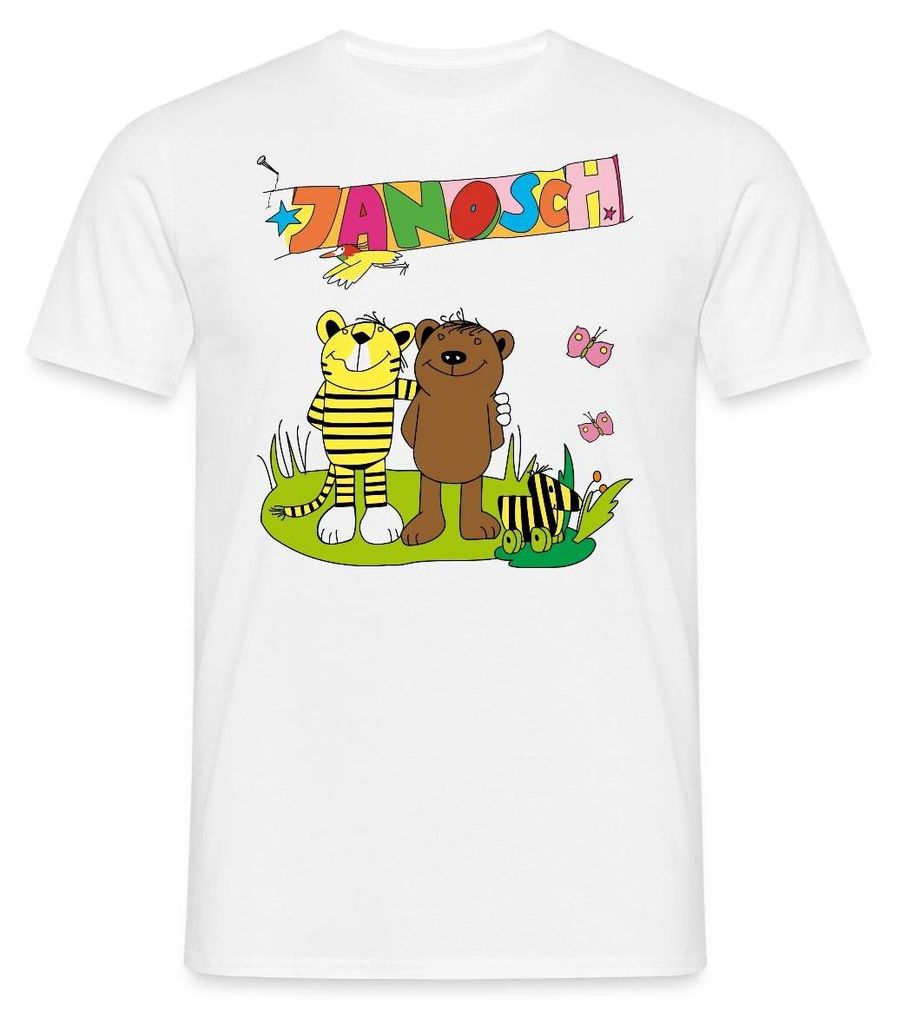 Spreadshirt Janosch Tiger und Bär Freundschaft Männer T-Shirt, S, Weiß