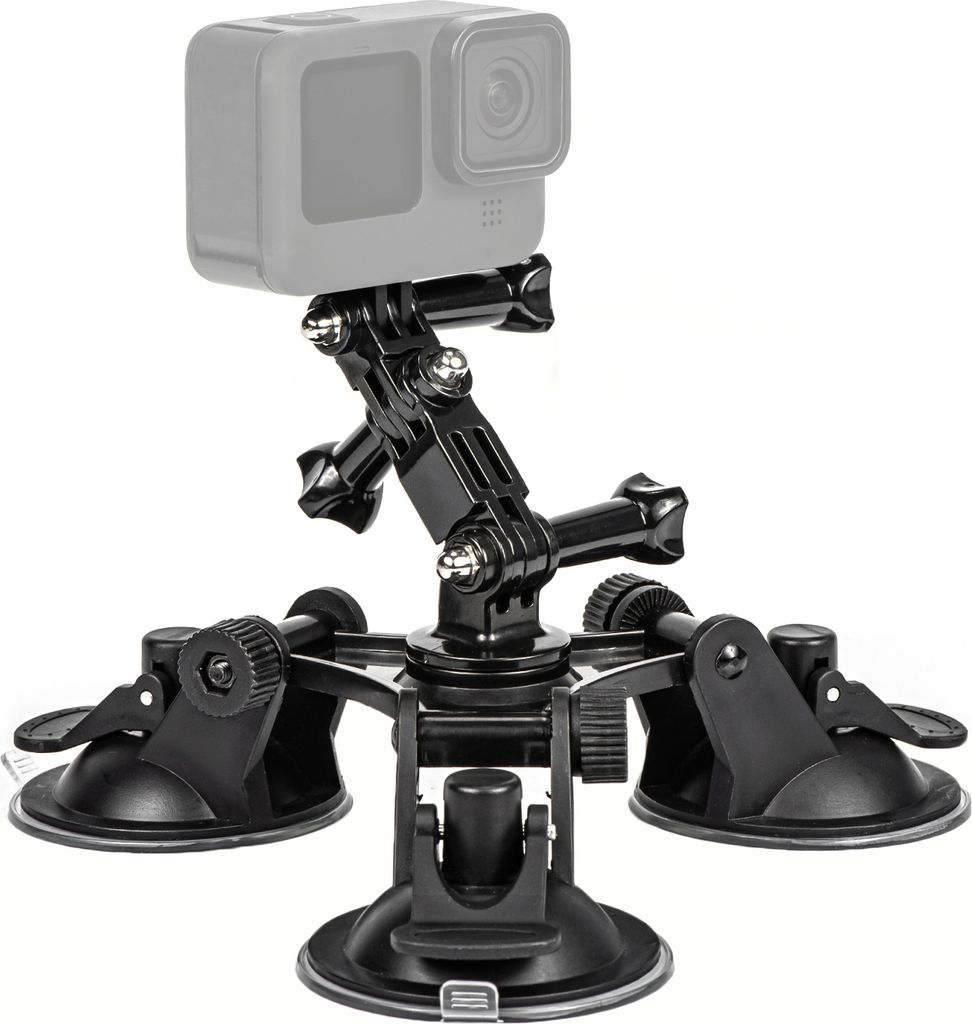 Telefonhalterung mit Saugnapf, dreibeinige Saugnapfhalterung mit Sportkamera-Adapter, Telefonclip und fester Schraube, kompatibel mit iPhone GoPro ...
