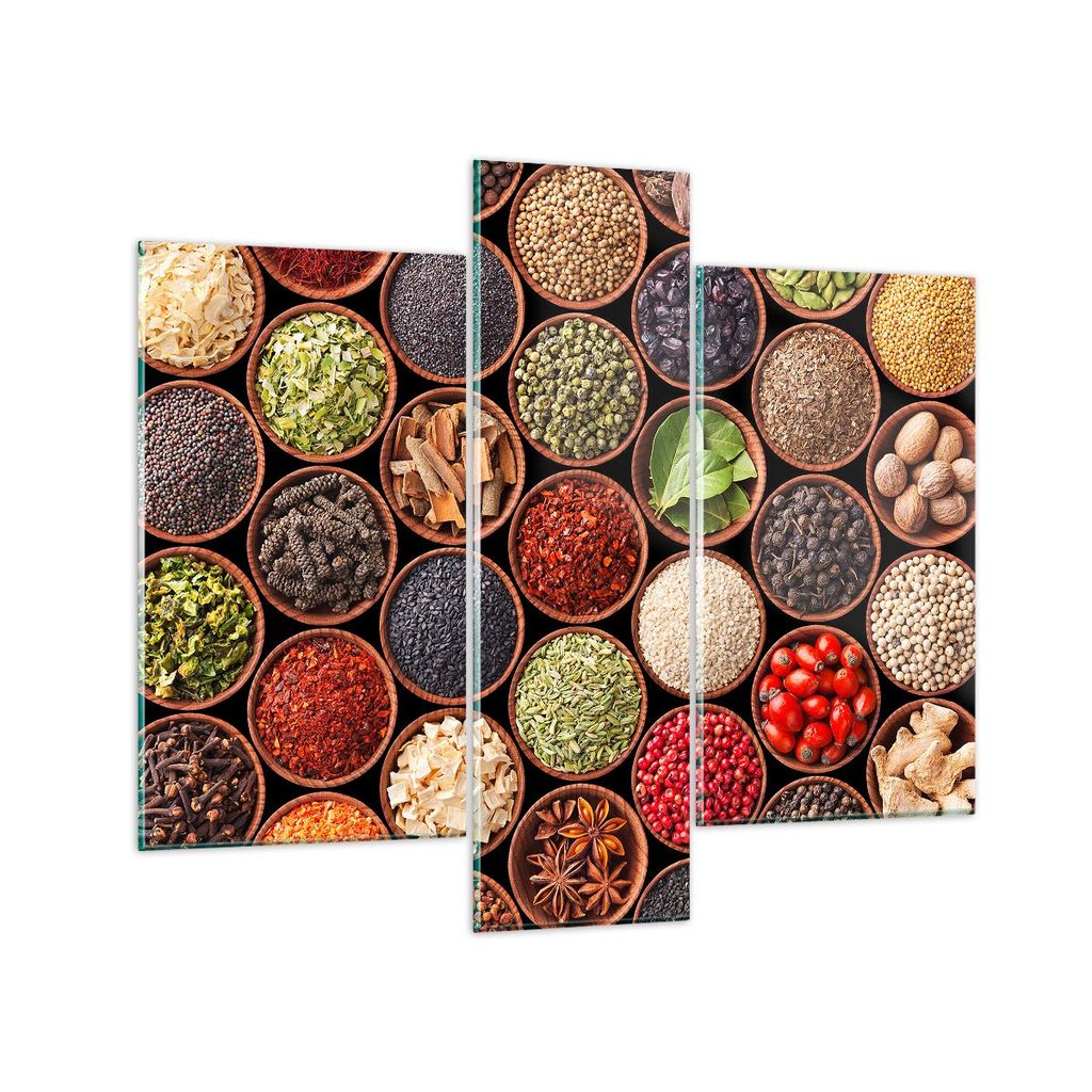 Bilder auf glas - Gewürz Küche - 95x80cm - Glasbilder - Wandbilder - Bilder - Kunstdruck - zum Aufhängen bereit - Wanddekoration aus Glas - Glas...