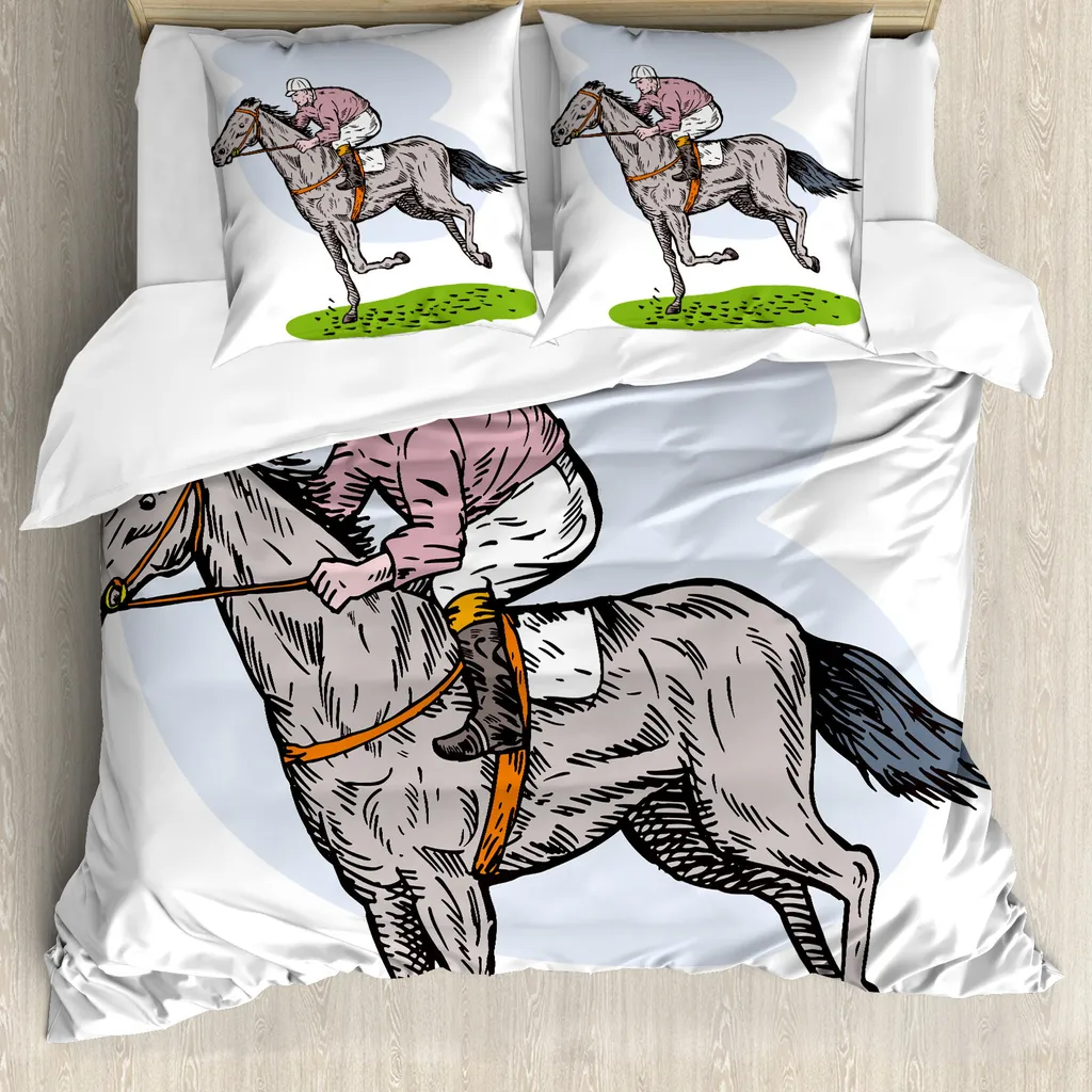 Copripiumino Cavalli al Galoppo ABAKUHAUS 155x220cm Set Anallergico