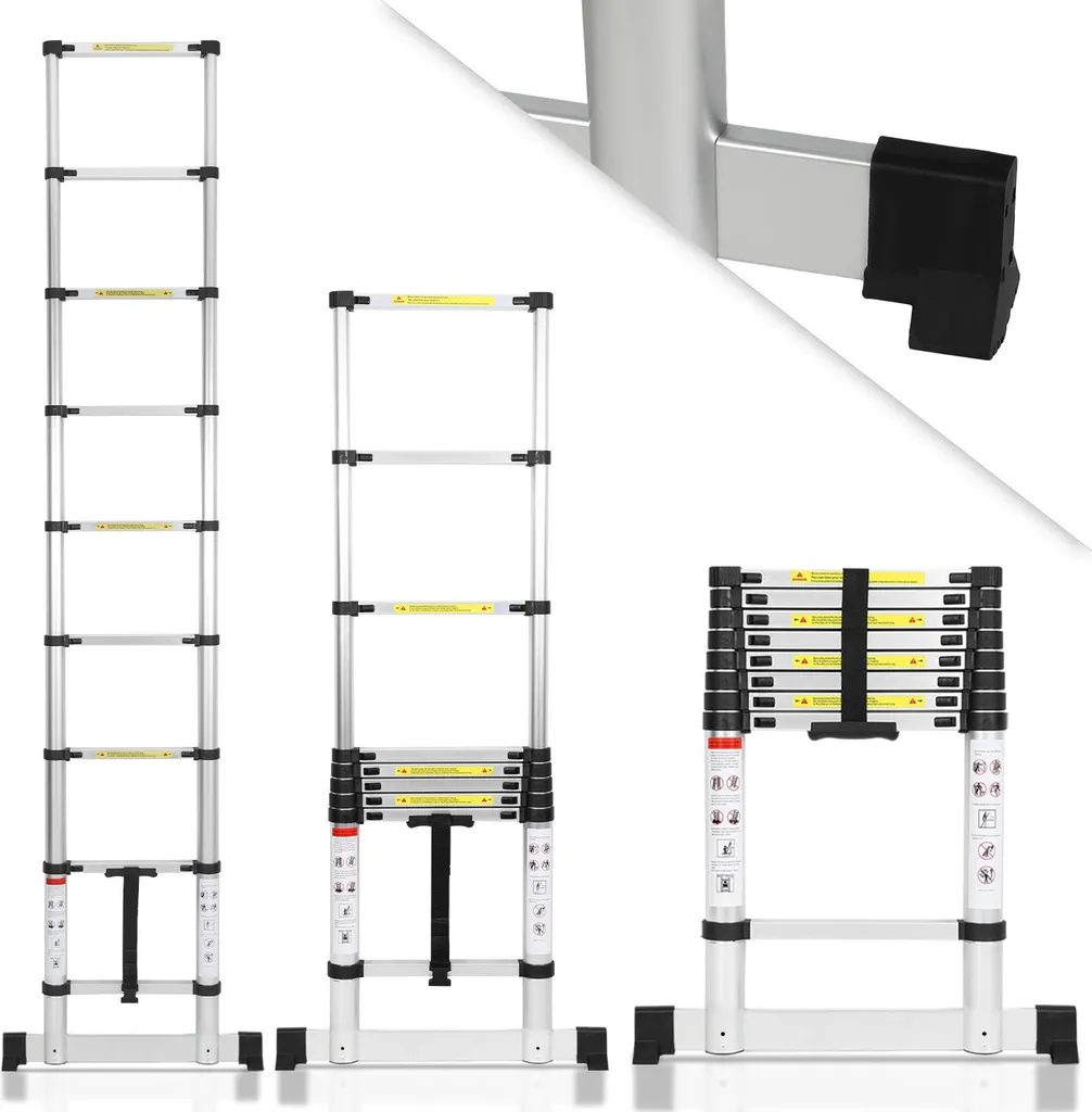 Échelle Extensible 2,6M Multi-usages Pliante pour Maison et Chantier - 10