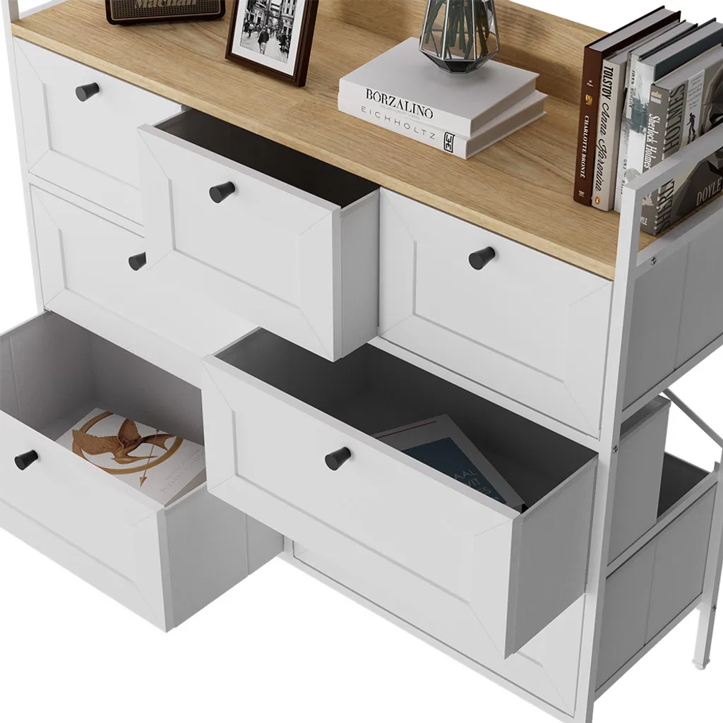 Commode Vicco Belaro Blanc 98x85cm avec 7 tiroirs, Modèle 51900 robuste - 5