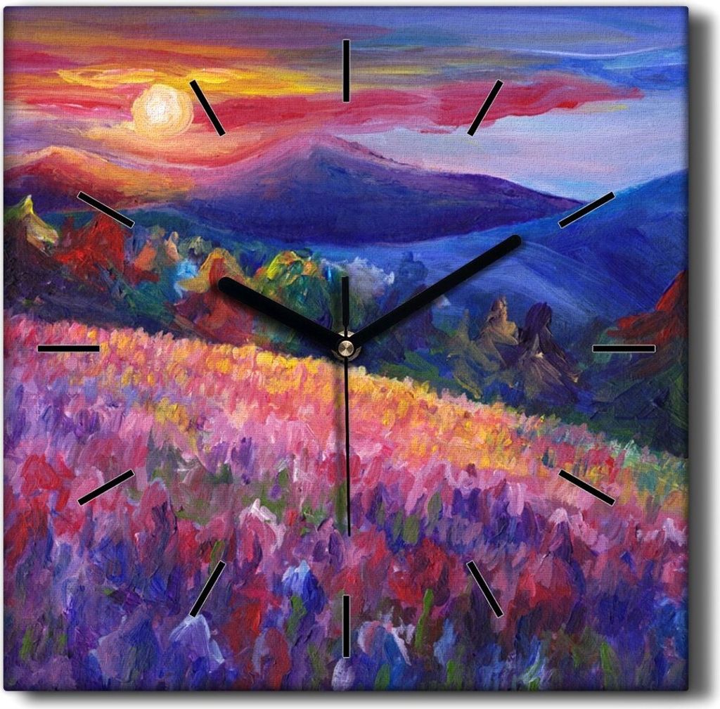 Coloray Hodiny Unikátní 30x30 cm Tiché hodiny Pro obývací pokoj a kuchyň Nástěnné hodiny Plátno Černé ručičky hodin - Malování Ber...