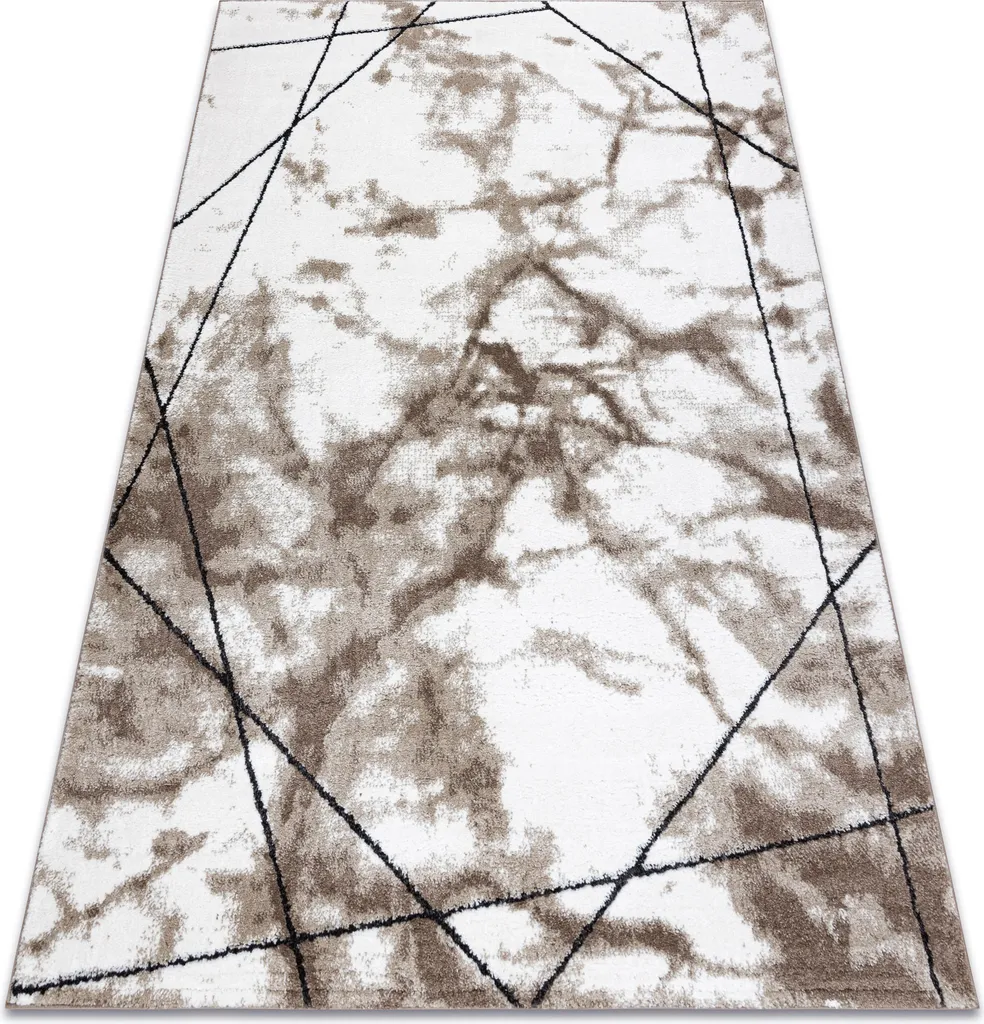 Tapis Moderne COZY Lina Effet Marbre Géométrique Marron 140x190 cm
