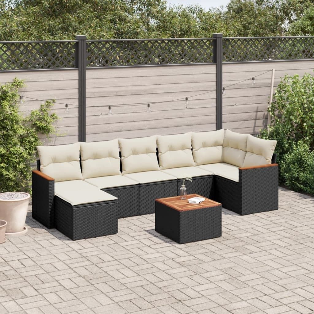 Maison Exclusive - 8-tlg. Garten-Sofagarnitur mit Kissen Schwarz Poly Rattan