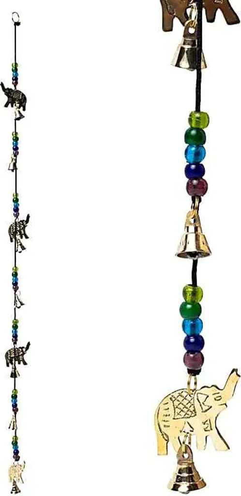 Cordon Décoration Cloches 4 Éléphants 80cm - Suspension Traditionnelle