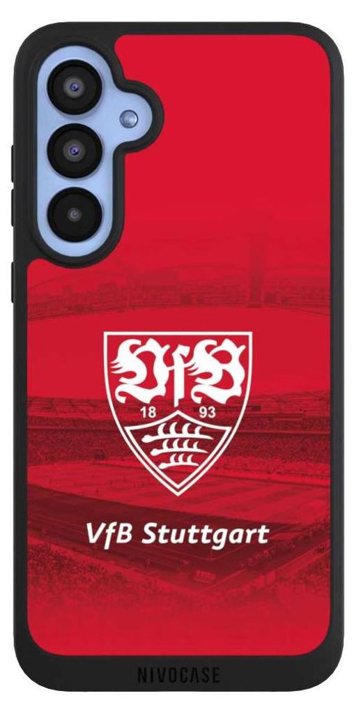 NIVOCASE Handyhülle für Samsung Galaxy A55 5G Hülle NIVOpure Case Schwarz Offizielles Lizenzprodukt Stadion VfB Stuttgart
