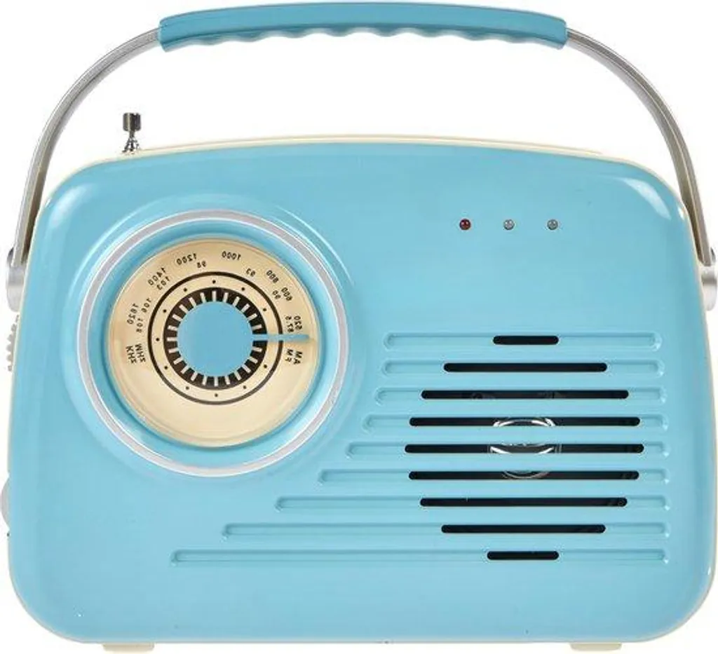 Radio portable classique vintage à piles - Modèle rétro bois et argent