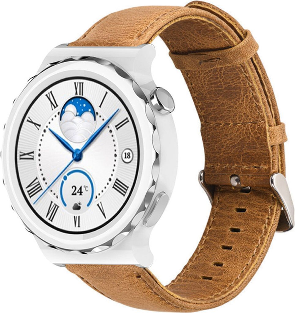 Strap-it Huawei Watch GT 3 Pro 43mm Lederarmband (Braun)