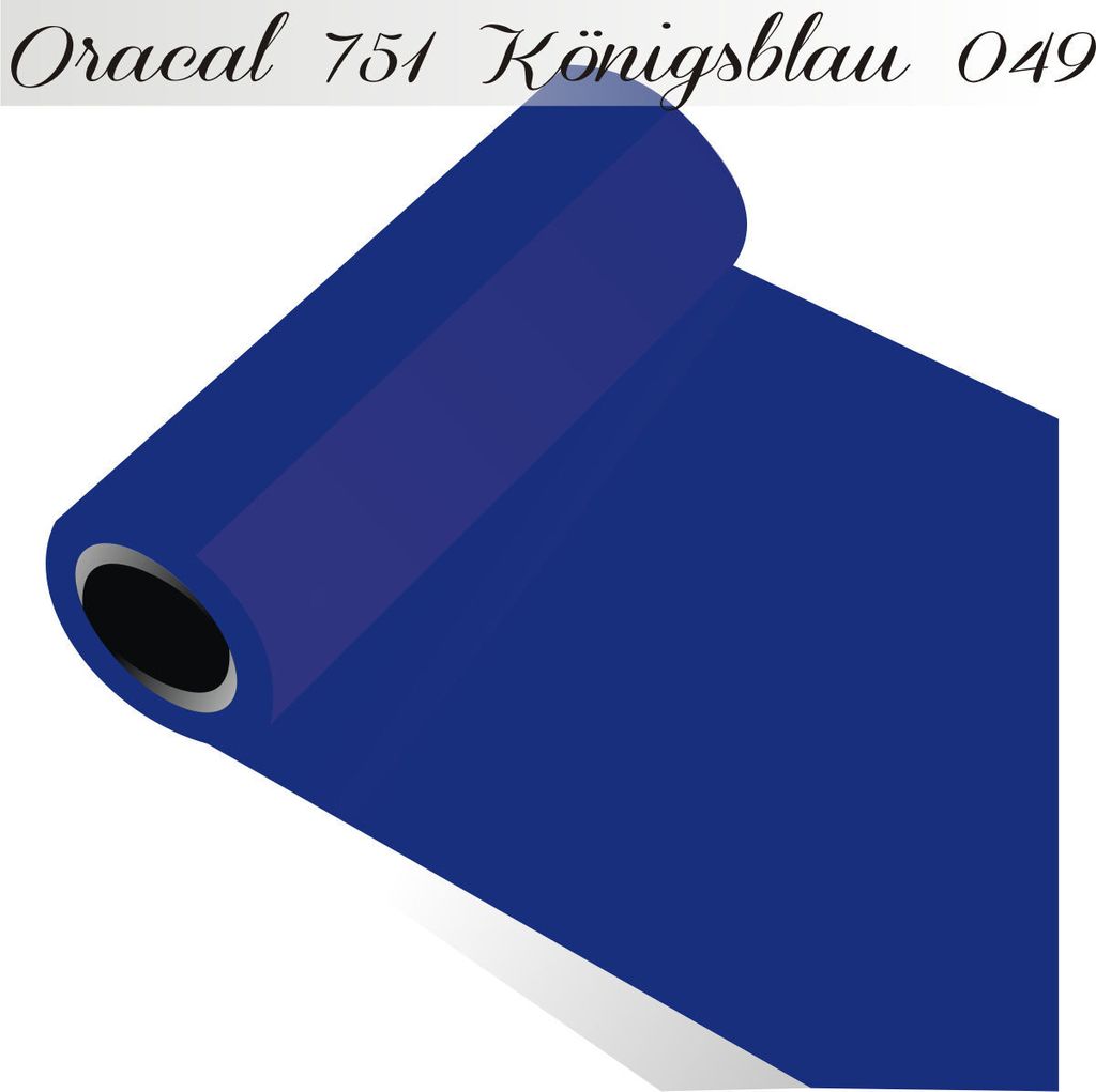 Oracal 751 - Orafol Folie 5m (Laufmeter) freie Farbwahl 118 glänzende Farben - glanz in 4 Größen, 50 cm Folienhöhe königsblau - 049