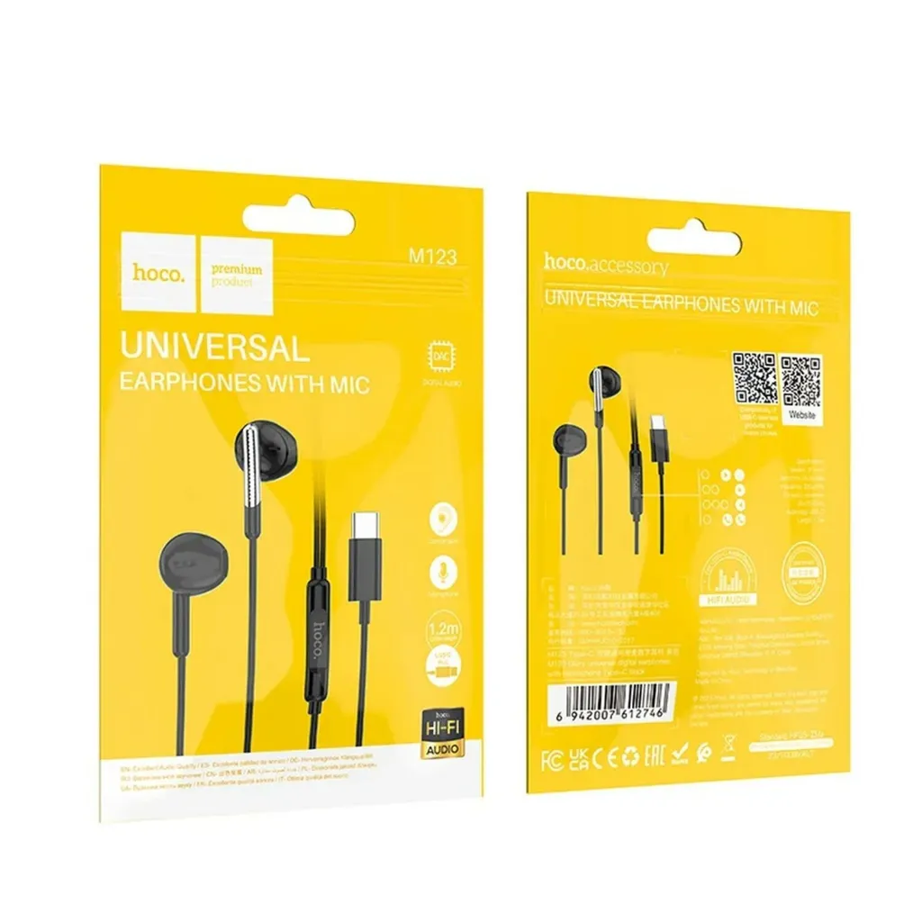 HOCO Cuffie Type-C con microfono in-ear M123 Nero - 4