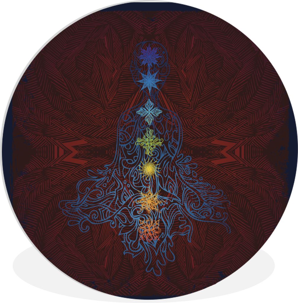 MuchoWow Rundes Wandbild - Runde Bilder Anmutige Illustration der sieben Chakren Ø 60 cm Kreis Wanddekoration Kunststoff - Wandkreis - Wandschmu...