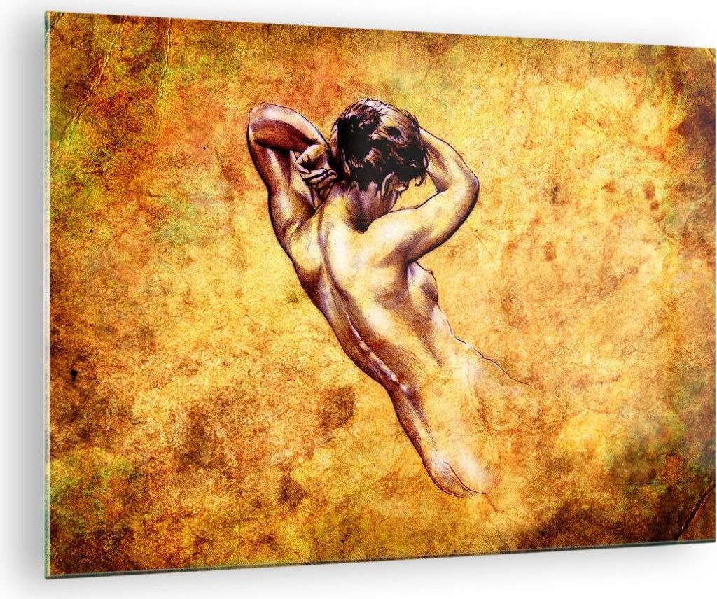 Bilder auf glas - Weibliches Modell Körper posiert - 70x50cm - Glasbilder - Wandbilder - Kunstdruck - zum Aufhängen bereit - Wanddekoration aus G...