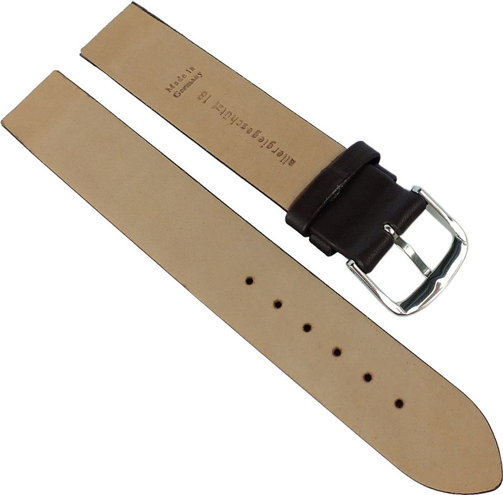 Fluco Zeppelin Uhrenarmband Lederband braun zum Verschrauben, Stegbreite:16mm, Schließe:Silbern