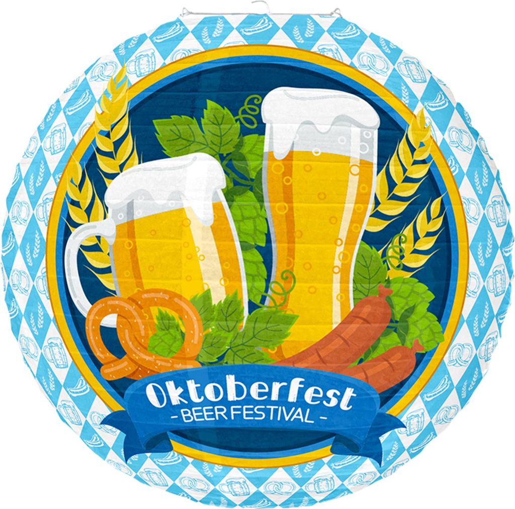Hängende Papierlaterne Dekoration Deutsches Bayerisches Bierfest Runde Papierlaterne für Partybedarf
