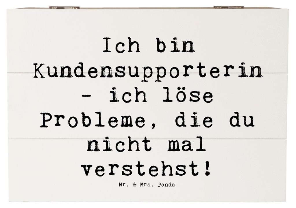 Mr. & Mrs. Panda Kiste Spruch Kundensupporterin Heldin 22 x 15 cm - Weiß - Geschenk, Teamarbeit, kreative Geschenke, Kundenbetreuung, Geduld, Holz...