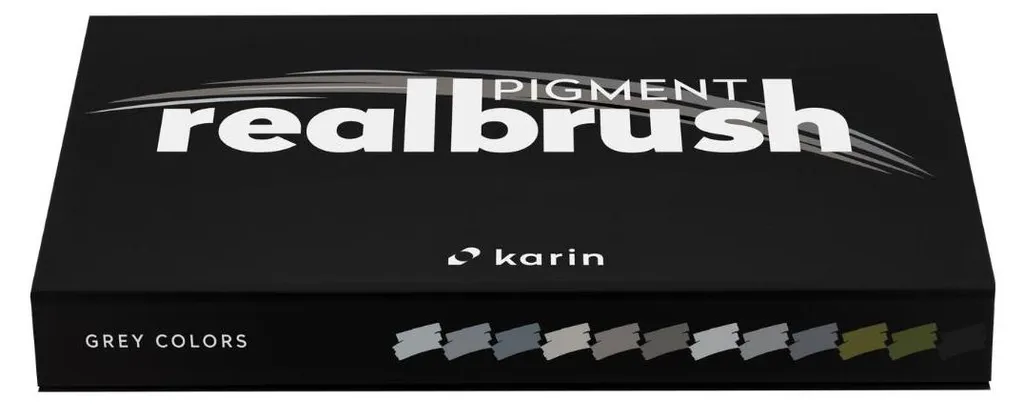 Karin Realbrush Pigment Marker Grau Set 12 Brush Pens Gris Nuances