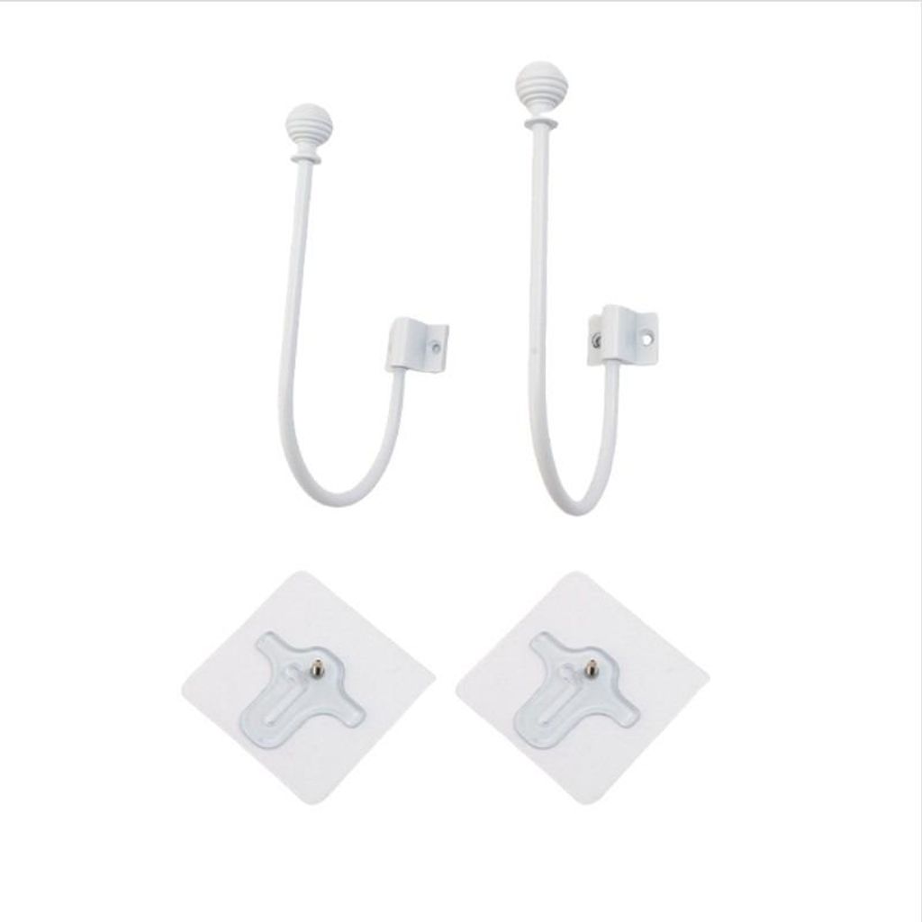 INF U-förmige Gardinenhaken ohne Bohren - Verstellbare Fenster Raffhalter 2er Set Weiß