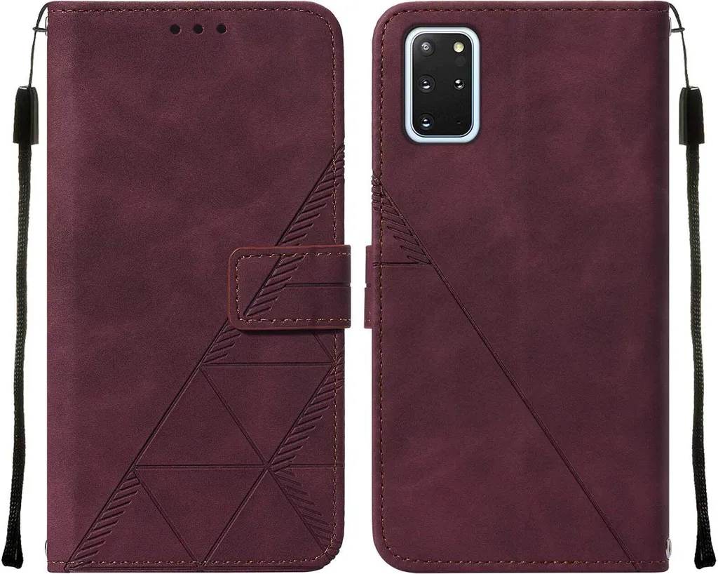 Custodia in pelle flip per Samsung Galaxy S20 Plus con design a portafoglio e goffratura, porta carte e supporto rosso