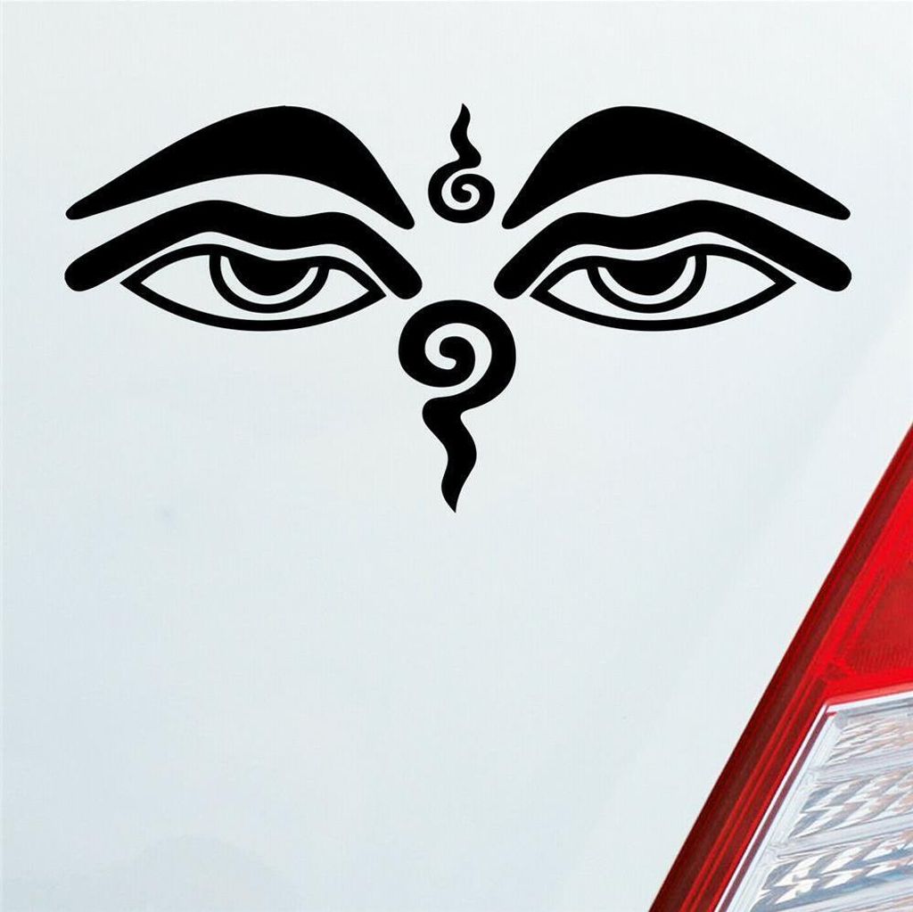Auto Aufkleber Buddhismus Sehendes Auge Eye Buddha Asien 12x6 cm Schwarz Glanz Sticker Heckscheibenaufkleber
