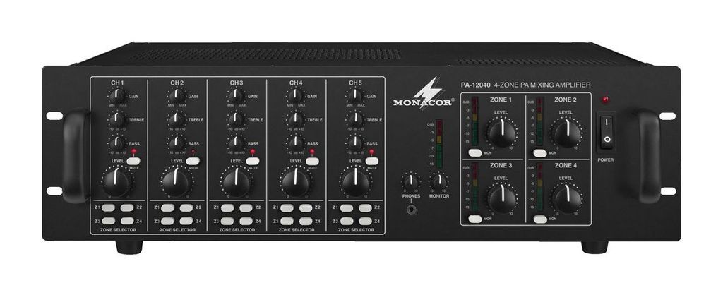 Monacor PA-12040, 5.0 Kanäle, 1%, 75 dB, 50 - 17000 Hz, 230 Produktbild 