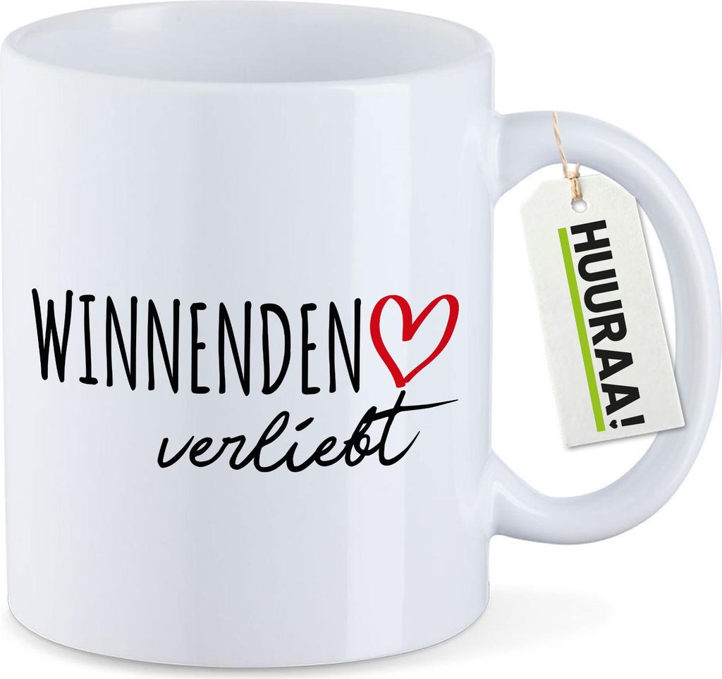 Huuraa Kaffeetasse Winnenden verliebt 330ml Weiß Keramik Kaffeebecher Geschenkidee