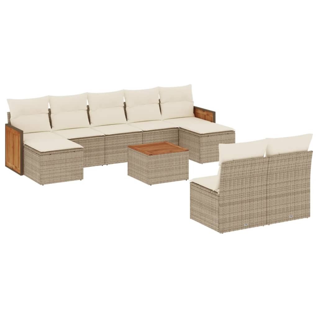 "2026 MODERNE" 10-tlg. Garten-Lounge-Set - elegantes Design - Sitzgruppe/Gartengarnitur - mit Kissen Beige Poly Rattan - Terassenmöbel NeuMöbel30...