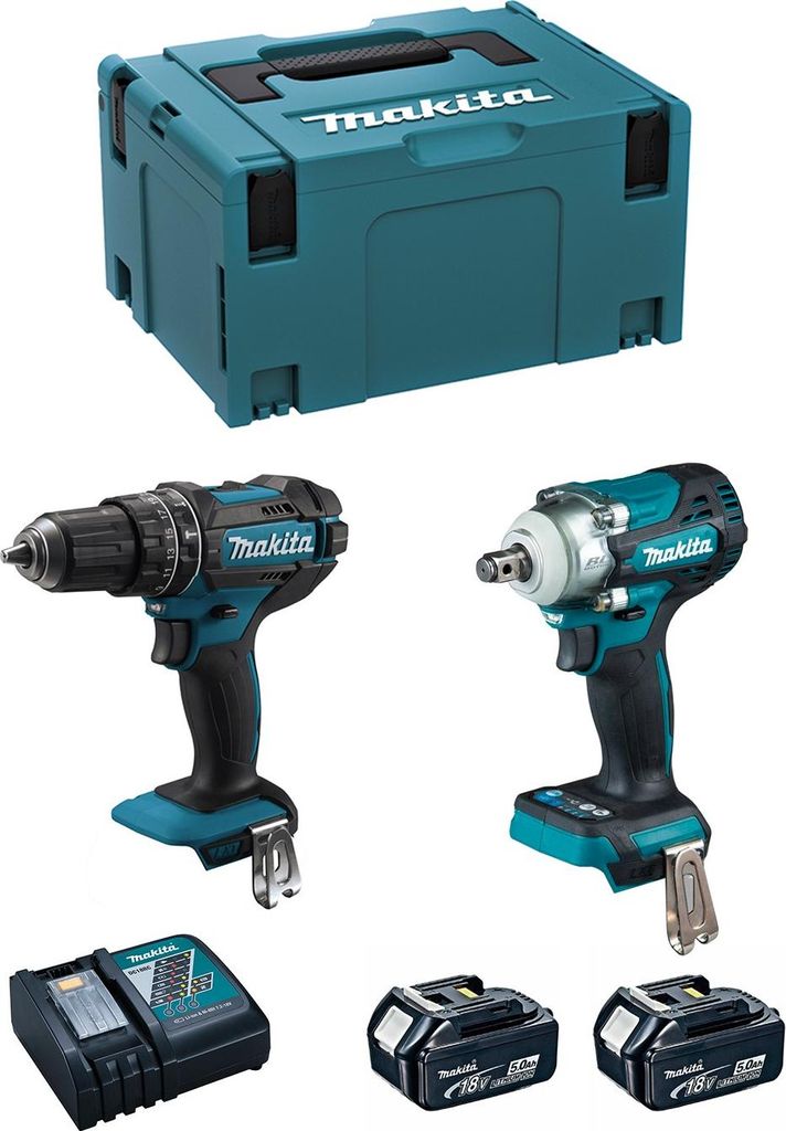 MAKITA Kit MK217RTJ (DHP482 + DTW300 + 2 x 5,0 Ah + DC18RC + MAKPAC 3)