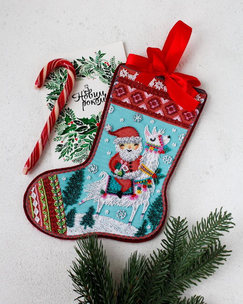 Abris Art Perlenstich Stickpackung "Weihnachtsstrumpf. Ich Produktbild 