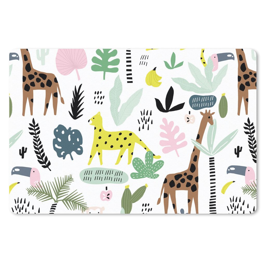 MuchoWow Schreibtischunterlage Dschungel - Muster - Tiere 60x40 cm - XXL Mauspad - Großes Mauspad
