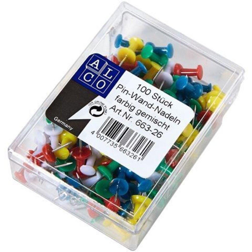 ALCO Pinnnadeln, Kopfgröße 9 x 13 mm, schwarz, blau, grün, Produktbild 