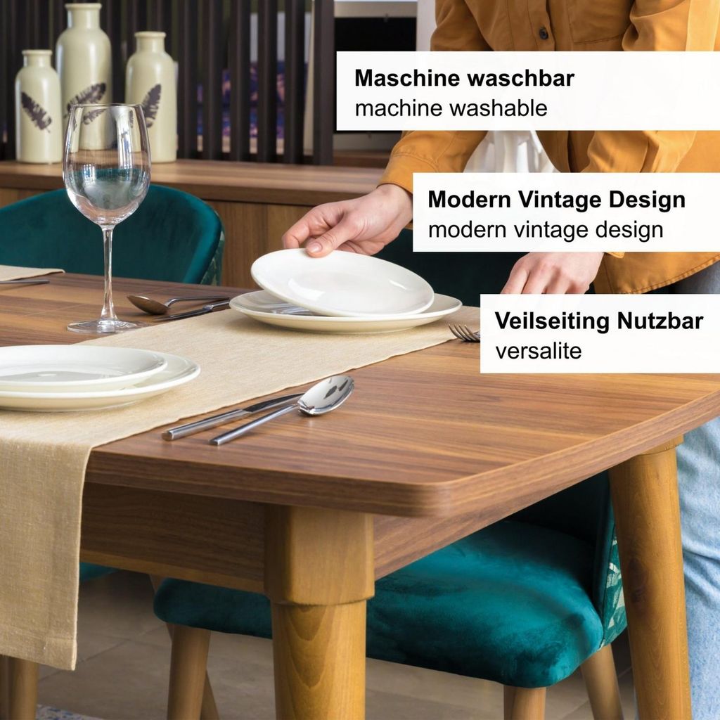 ProximaX Tischläufer 40x160 cm Beige Leinenoptik