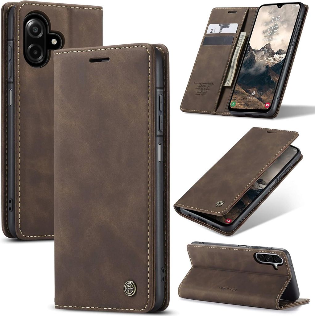 Hülle Samsung Galaxy Handyhülle Klapphülle Tasche Etui für Samsung A06/A07 Dunkelbraun