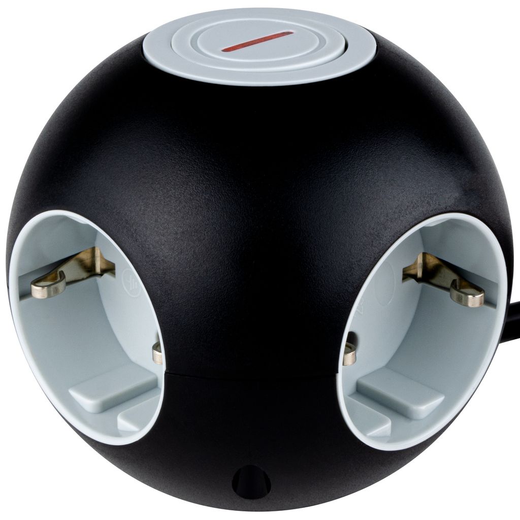 REV Powerglobe mit Schalter, 4-fach, schwarz/grau
