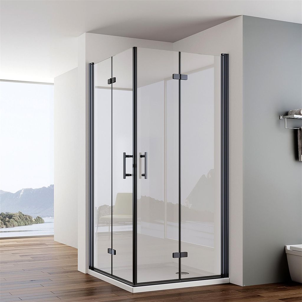 IMPTS Duschkabine Eckeinstieg 90x90cm Mattschwarz Dusche Produktbild 