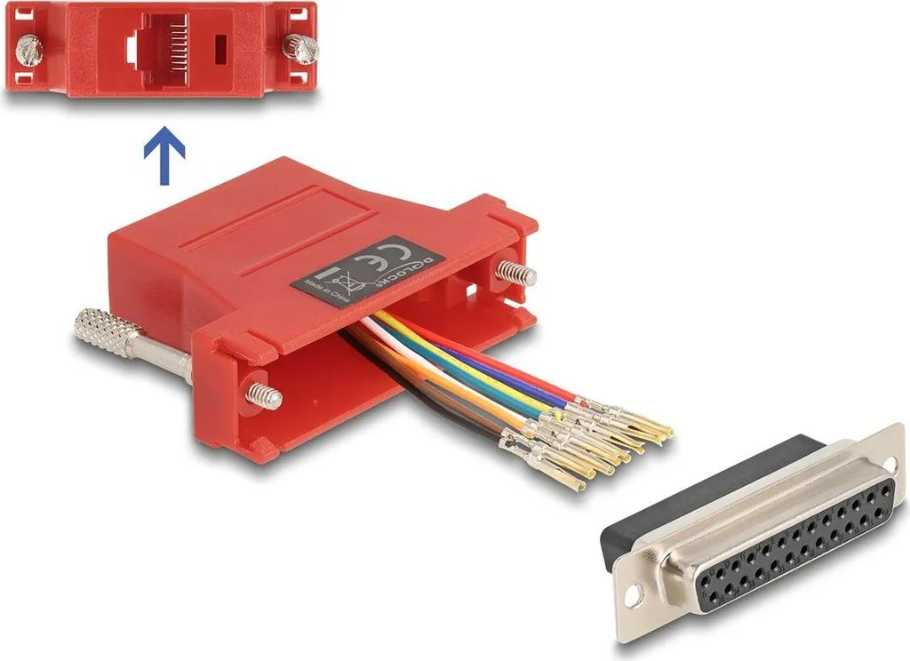 Delock 67118 Kit Adattatore D-Sub 25 Pin Femmina a RJ45 Rosso per Seriale