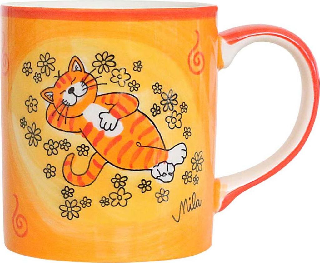 Mila Keramik-Becher Oommh Katze Verschnaufpause