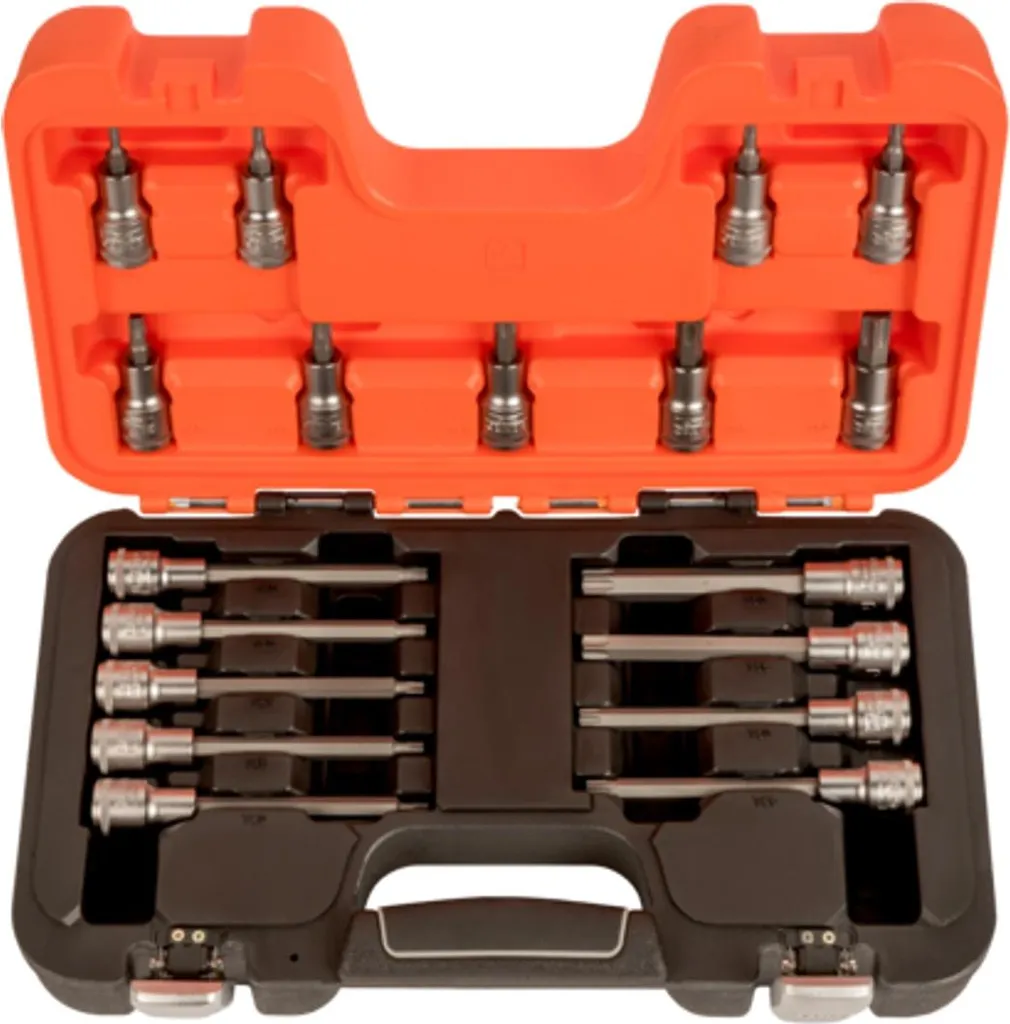 Jeu de clés à douilles 1/2'' Bahco Torx haute résistance 18 pcs Orange
