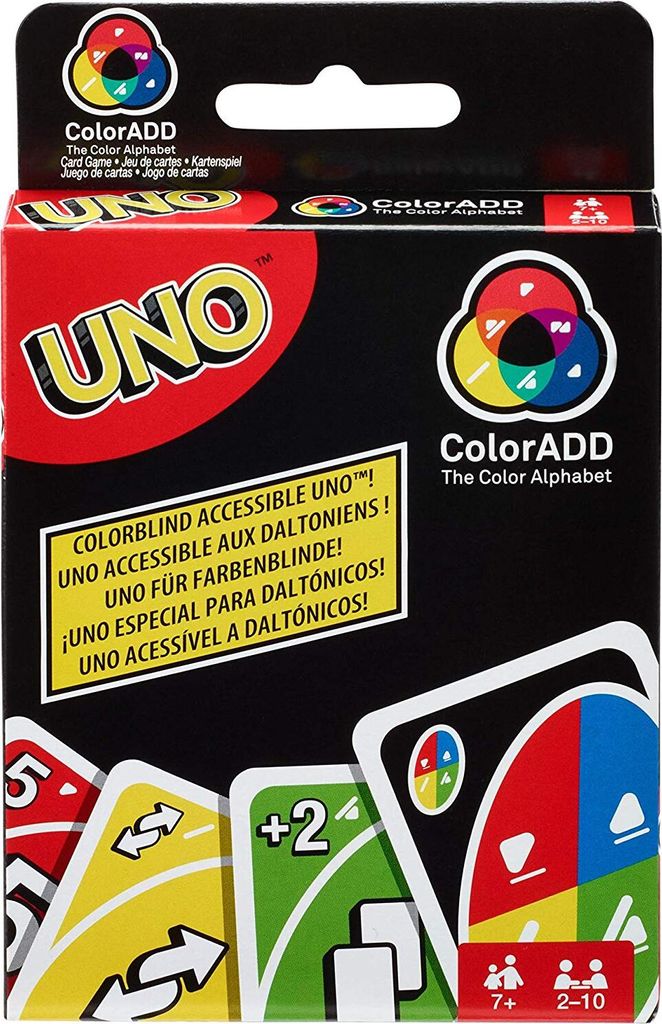 UNO mit Farbsymbolen für Farbenblinde Kartespiel Spielkarten