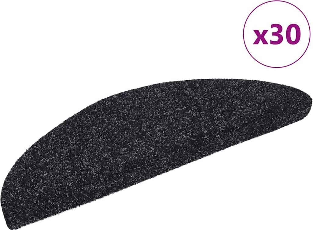 Stufenmatten Selbstklebend 30 Stk. 56x17x3 cm Schwarz Halbrund
