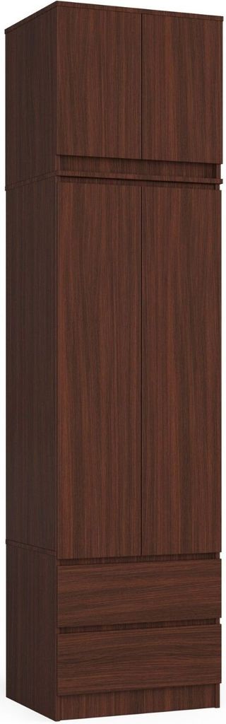 Kleiderschrank AKORD S60 mit Aufsatz Wenge 60 cm 2 Türen 2 Schubladen 3 Ebenen B60 x H234 x T51 cm
