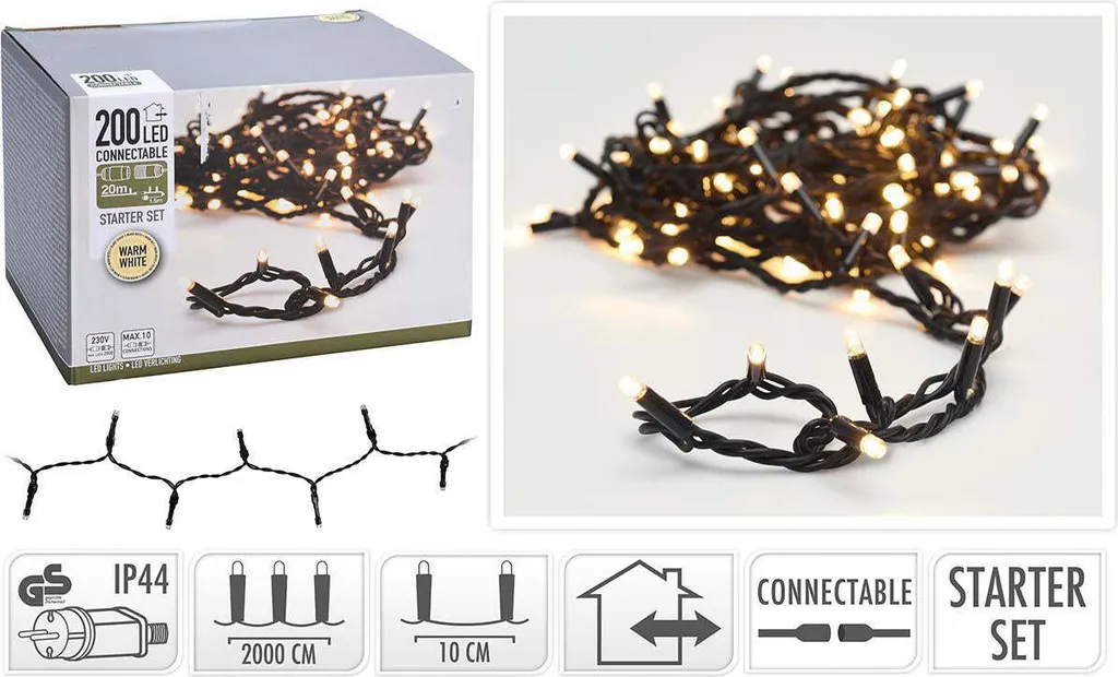 Décoration Lumineuse Jardin 20m 200 LED Starter Set Raccordable