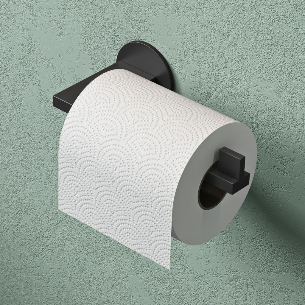 Mai & Mai Toilettenpapierhalter Klopapierhalter WC aus Edelstahl, Toilettenpapier Halterung Rollenhalter Matt schwarz 185mm Lino-04