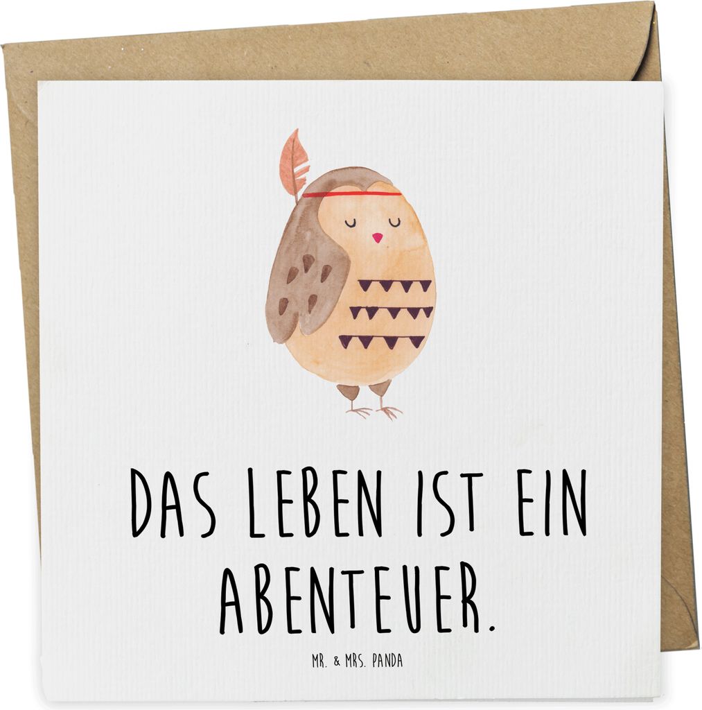 Mr. & Mrs. Panda Deluxe Karte Eule Federschmuck - Weiß - Produktbild 