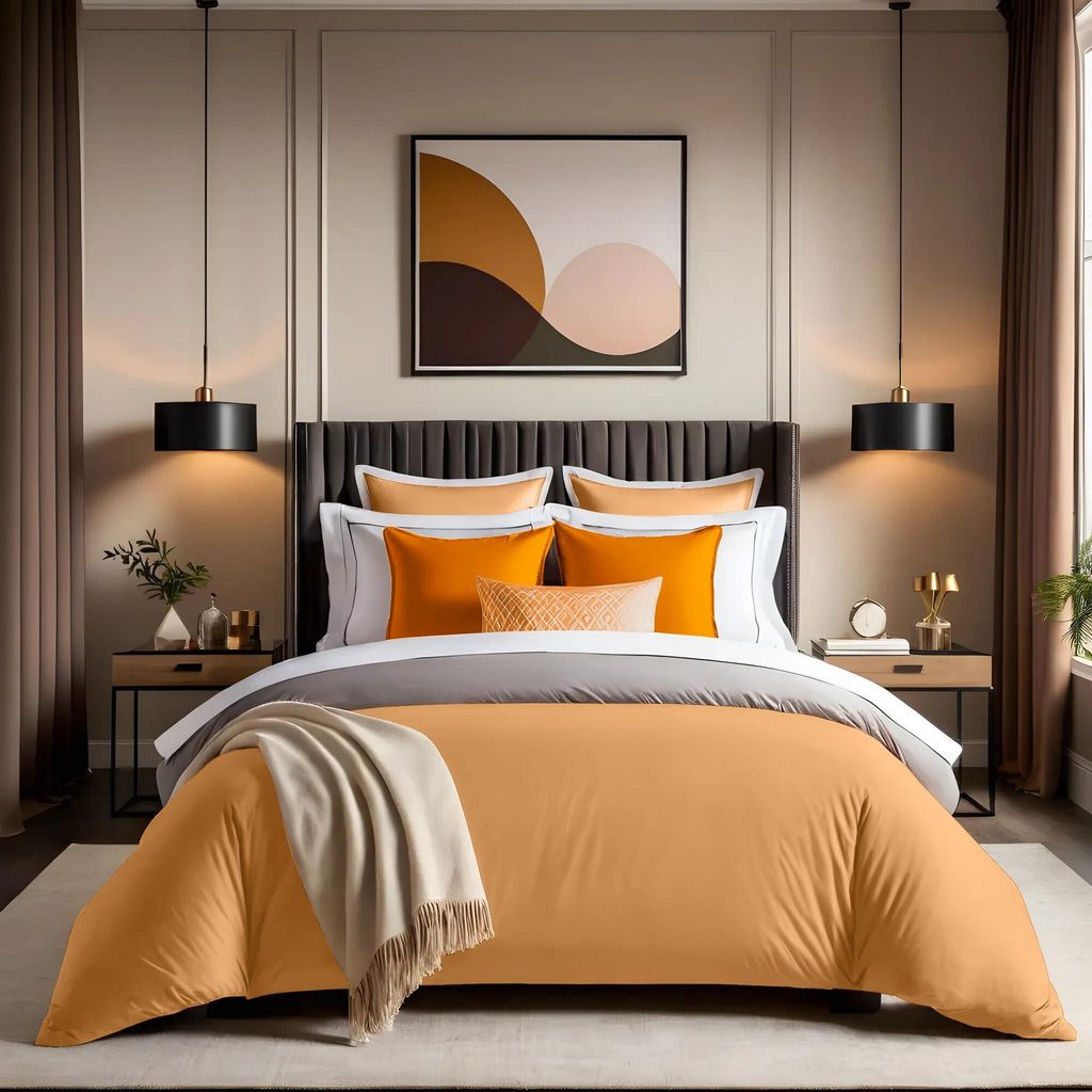 L'Essentiel Linge de Maison, Tonne Orage - 25, Ranforce King Quilt Cover (FR) (IT), 100 % BAUMWOLLE RANFORCE, Orange, 240 x 220 cm